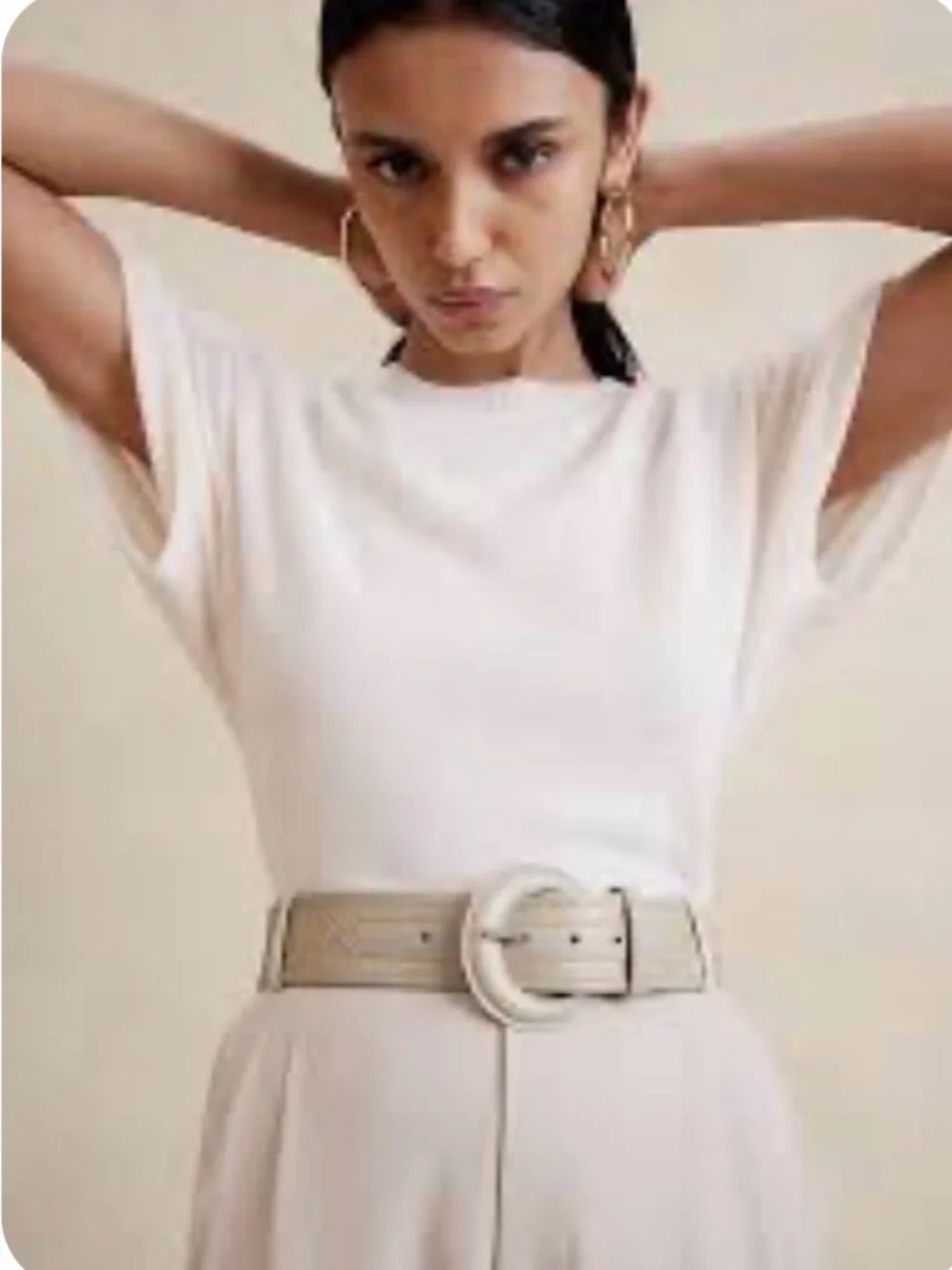 Banana Republic Beige Riviera Linen + Leather Belt Sz M, XS NWT summer